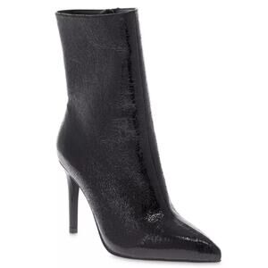 MIA Women's Mardi Stiletto Heel Dress Booties Shiny Black Size 8.5M Almond Toe